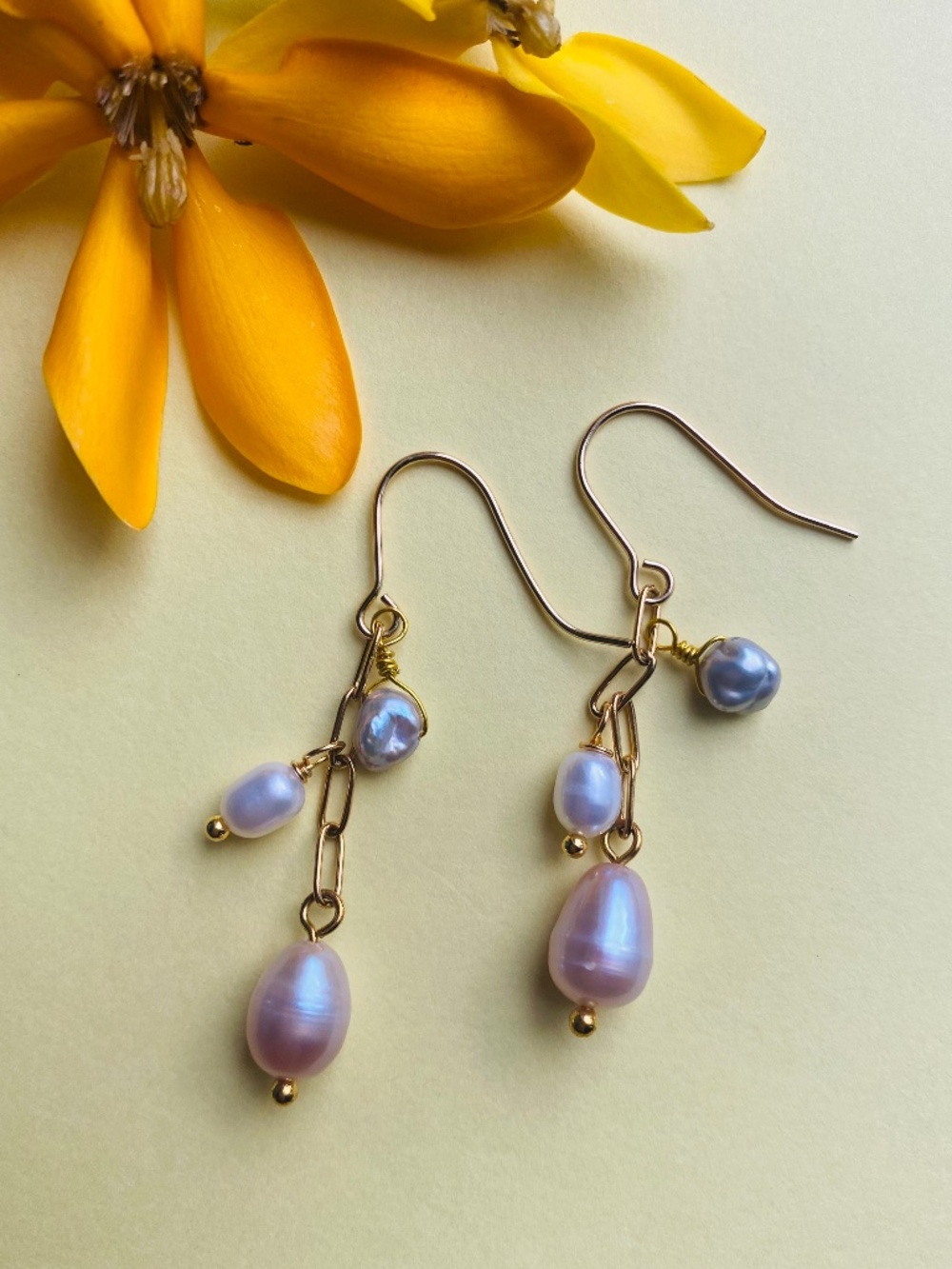 Freshwater Dangle Earrings - Handmade